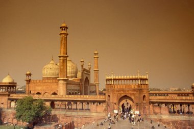 Eski Delhi 'deki Jama Mescidi Camii Hindistan' ın Delhi şehrinde. Hindistan, Delhi, Şubat 1998