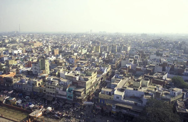 Blick Vom Minarett Der Jama Masjid Moschee Der Indischen Stadt — Stockfoto