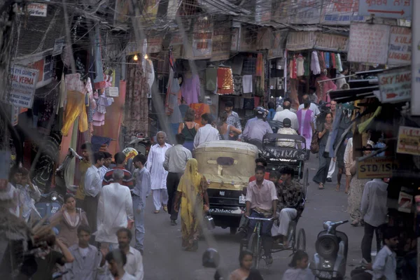 Трафик Улице Рикша Такси Старом Городе Старого Дели Городе Дели — стоковое фото