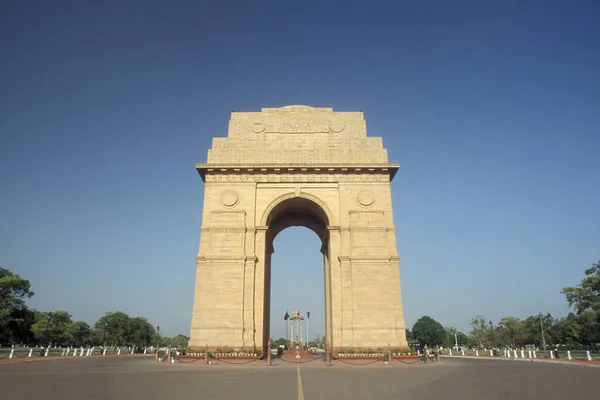 Θέα Της Πύλης Του Δελχί Στην Πόλη Του Νέου Δελχί — Φωτογραφία Αρχείου