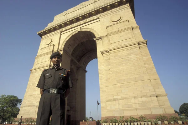 Veiligheid Politie Leger Voor Delhi Gate Stad New Delhi India — Stockfoto