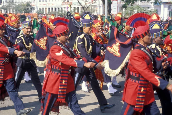 Une Vue Avec Les Soldats Défilé Journée République Janvier 1998 — Photo