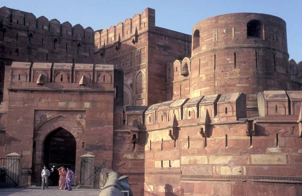 Την Αρχιτεκτονική Του Οχυρού Agra Στην Πόλη Agra Στην Επαρχία — Φωτογραφία Αρχείου