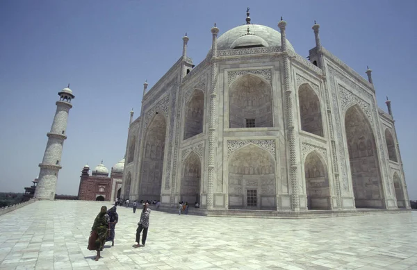 Την Αρχιτεκτονική Του Taj Mahal Στην Πόλη Agra Στην Επαρχία — Φωτογραφία Αρχείου