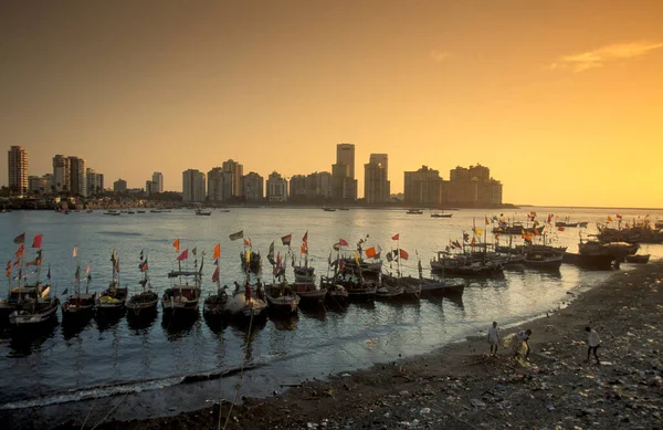 Skyline Plaży Wybrzeżu Colaba Centrum Bombaju Indiach Indie Mumbaj Marzec — Zdjęcie stockowe