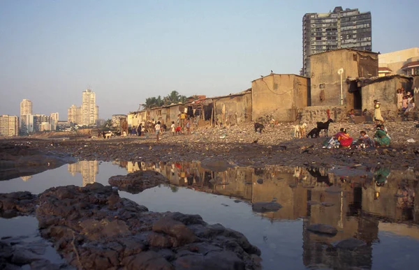 Берег Трущобами Колабе Центре Города Мумбаи Индии Индия Мумбаи Март — стоковое фото