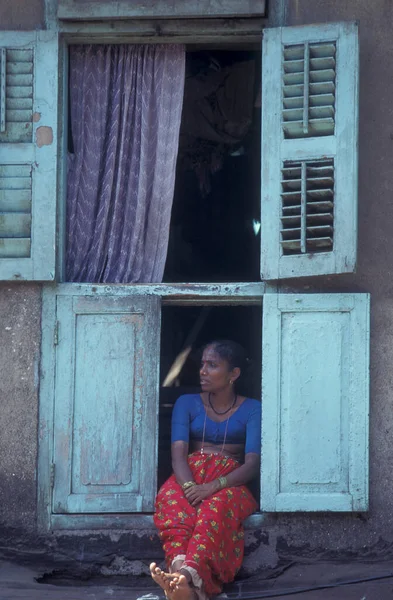 Проститутки Перед Своей Комнатой Фалклендской Дороге Центре Города Мумбаи Индии — стоковое фото
