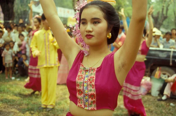 Traditional Dance Spring Water Festival Town Jinghong Xishuangbanna Region Province — Stock Photo, Image