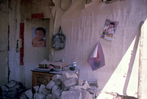 1996 Február Földrengés Pusztított Egy Házat Lijiang Városában Kínai Yunnan — Stock Fotó