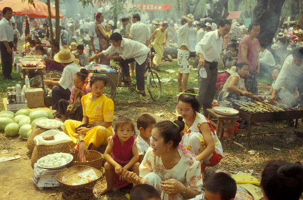Een Traditionele Voedsel Markt Het Voorjaar Water Festival Buurt Van — Stockfoto