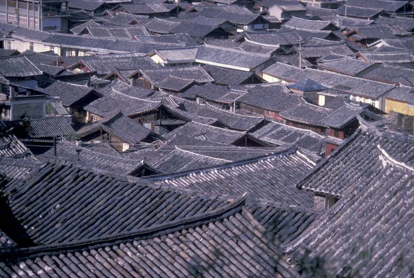 Крыши Традиционных Домов Старом Городе Лицзян Провинции Юньнань Китае Восточной — стоковое фото
