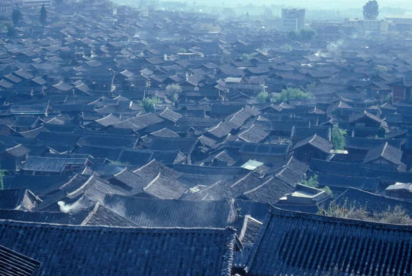 Daken Van Traditionele Huizen Oude Stad Lijiang Provincie Yunnan China — Stockfoto