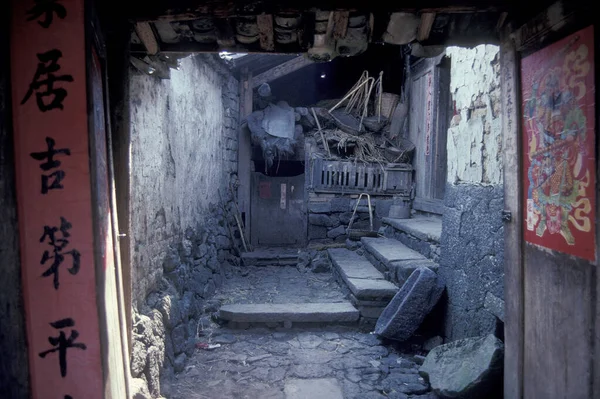 Terremoto Distrutto Una Casa Nella Città Lijiang Nella Provincia Dello — Foto Stock