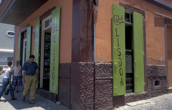 Cafe Lisboa Der Stadt Mindelo Auf Der Insel Sao Pedro — Stockfoto