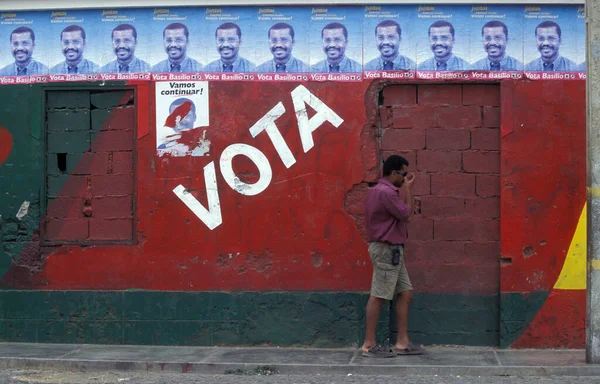 Dům Reklamou Politickou Volební Stranu Městě Espargos Ostrově Sal Kapverdských — Stock fotografie