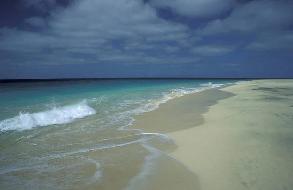 Bílý Písek Pláž Městě Santa Maria Ostrově Sal Kapverdských Ostrovech — Stock fotografie