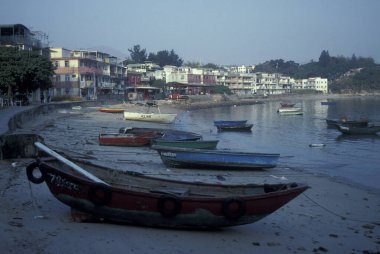 Hong Kong 'daki Lantau Adası' ndaki Tai O Balıkçı Köyü 'nün mimarisi. Çin, Hong Kong, Mayıs 1997