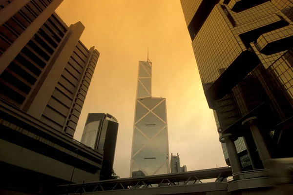 Κτίριο Της Τράπεζας Της Κίνας Στο Skyline Central Hongkong Στην — Φωτογραφία Αρχείου