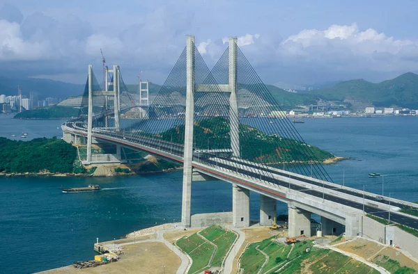 Tsing Bridge Drodze Nowego Hongkongu International Airport Chek Lap Kok — Zdjęcie stockowe