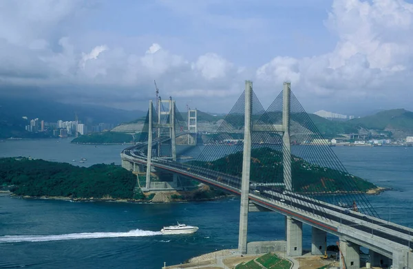 Ponte Tsing Caminho Para Aeroporto Internacional Hong Kong Chek Lap — Fotografia de Stock