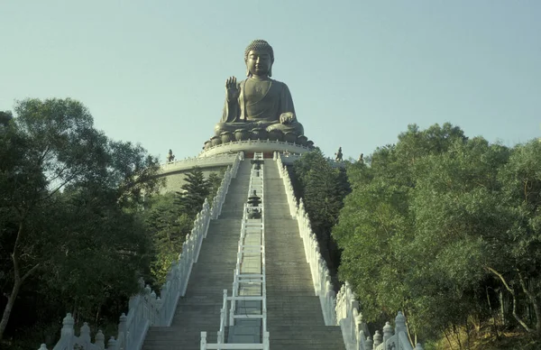 Monumento Grande Buddha Vila Ngong Ping Ilha Lantau Hongkong China — Fotografia de Stock