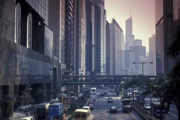 Дорога Зданиями Центральном Гонконге Городе Гонконг Гонконге Китай Гонконг Декабрь — стоковое фото