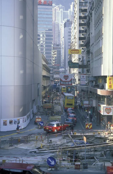 Una Carretera Con Edificios Centro Hong Kong Ciudad Hong Kong — Foto de Stock