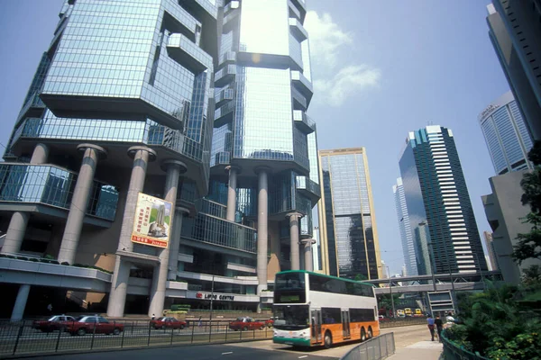 Autobus Urbain Deux Étages Hongkong Dans Centre Hongkong Dans Ville — Photo