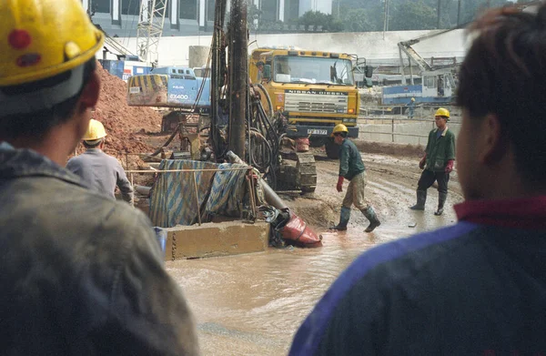 香港の香港市内の道路建設 中国1997年5月香港 — ストック写真