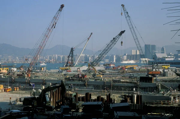 Hong Kong Daki Hong Kong Şehrinde Bir Yol Bina Inşaatı — Stok fotoğraf