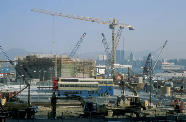 香港市内の道路や建物の建設 中国1997年5月香港 — ストック写真