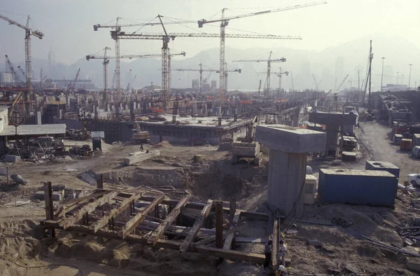 香港の香港市内の道路建設 中国1997年5月香港 — ストック写真