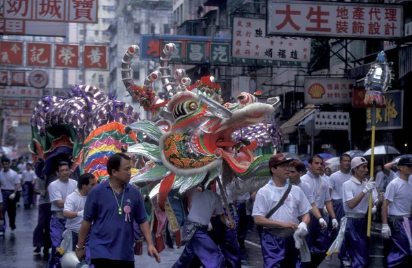 Sárkánytánc Kínai Újévben Yuen Long Ban Hongkong Városában Hongkongban Kína — Stock Fotó