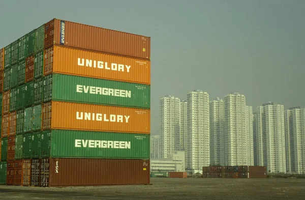 Container Freight Ship Harbour City Hongkong Hongkong China Hongkong May — Stock Photo, Image