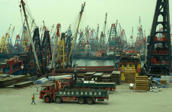 Hong Kong Hong Kong Şehrindeki Konteynır Nakliye Gemisi Limanı Çin — Stok fotoğraf