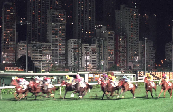 Ein Pferderennen Auf Der Happy Valley Rennbahn Zentral Hongkong Der — Stockfoto