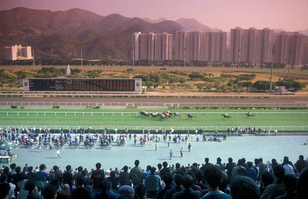 Ein Pferderennen Sha Tin Nahe Der Stadt Hongkong Hongkong China — Stockfoto