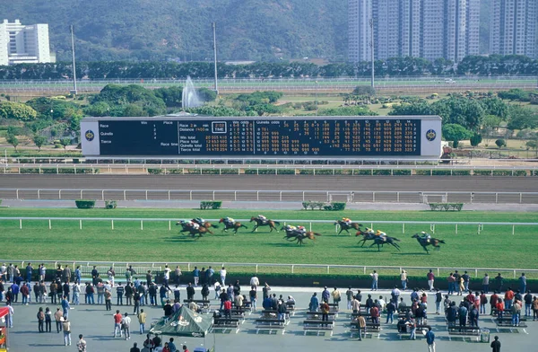 Ein Pferderennen Sha Tin Nahe Der Stadt Hongkong Hongkong China — Stockfoto