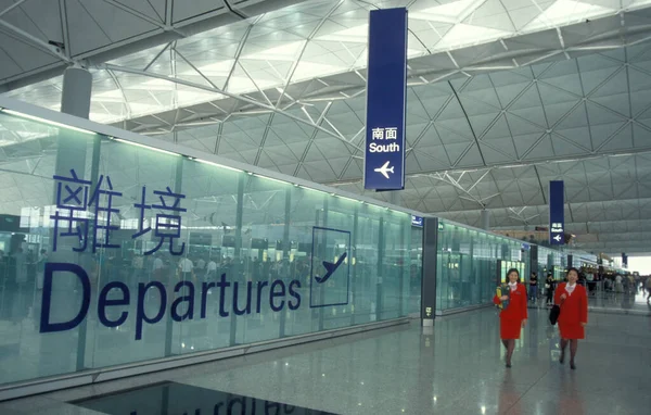 新香港国际机场赤角机场 位于香港的赤角机场 1998年8月 — 图库照片