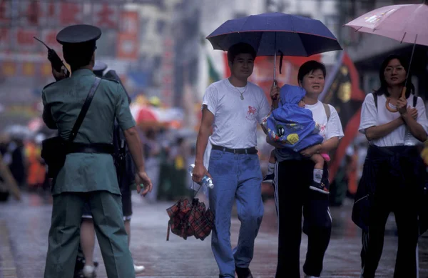Гонконгская Полиция Работает Цим Цуй Коулуне Городе Хонгконг Гонконге Китай — стоковое фото