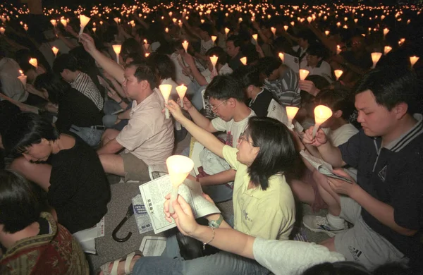 Продемократические Активисты Годовщину Бойни Площади Тяньаньмэнь Пекине 1989 Году Городе — стоковое фото