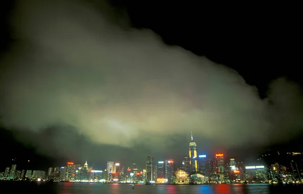 Гавань Виктория Перед Skyline Центрального Гонконга Точки Зрения Kowloon Городе — стоковое фото