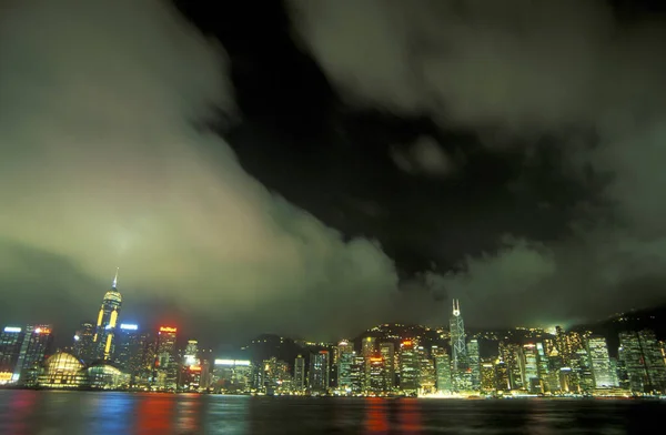 Una Vista Sobre Puerto Victoria Frente Del Horizonte Hong Kong —  Fotos de Stock