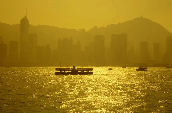 Feribot Star Fața Skyline Central Hongkong Din Punctul Vedere Kowloon — Fotografie, imagine de stoc