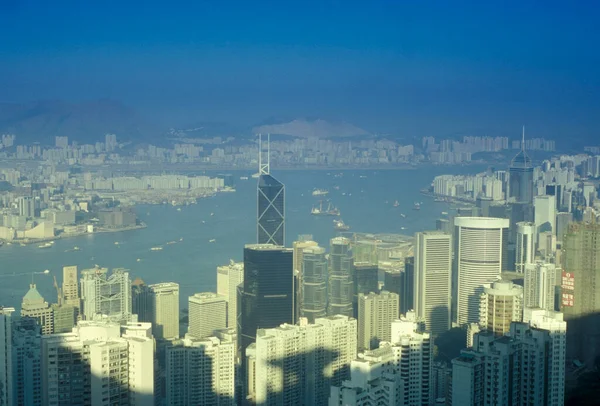Vedere Portului Victoria Liniei Skyline Hongkong Ului Central Din Punctul — Fotografie, imagine de stoc