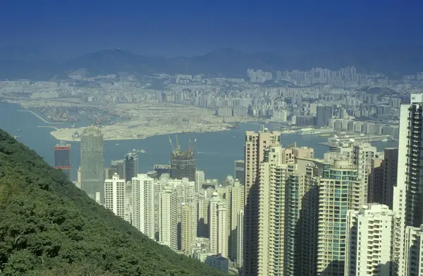 View Victoria Harbour Skyline Central Hongkong Viewpoint Victoria Peak City — Stock Photo, Image