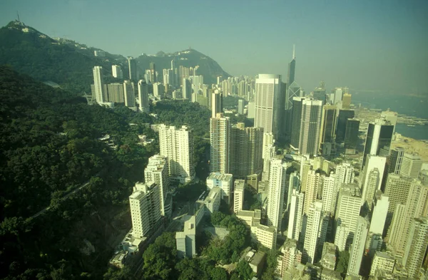 View Victoria Harbour Skyline Central Hongkong Viewpoint Victoria Peak City — Stock Photo, Image