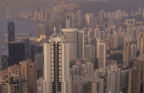 Vedere Portului Victoria Liniei Skyline Hongkong Ului Central Din Punctul — Fotografie, imagine de stoc