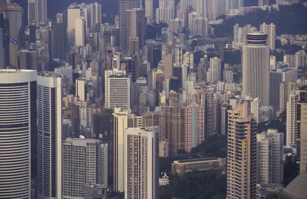 Uma Vista Porto Victoria Skyline Hongkong Central Ponto Vista Pico — Fotografia de Stock