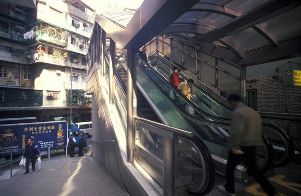 Een Lift Een Winkelstraat Oude Stad Kowloon Stad Hongkong Hongkong — Stockfoto